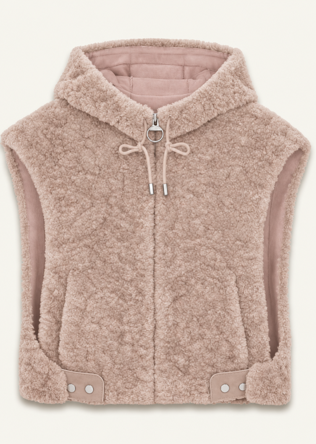 Veste sans manches à capuche en fausse fourrure Delia - Nude