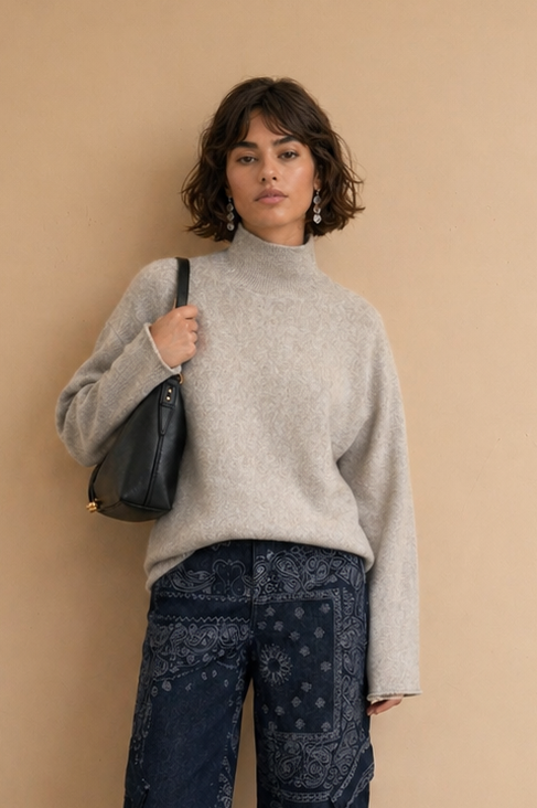 Pull laine col montant Julio - Beige
