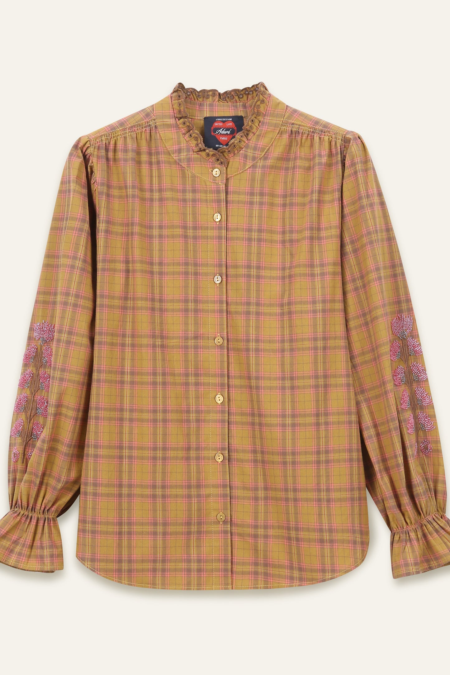 Blouse Kimber - Carreaux Moutarde et Rose