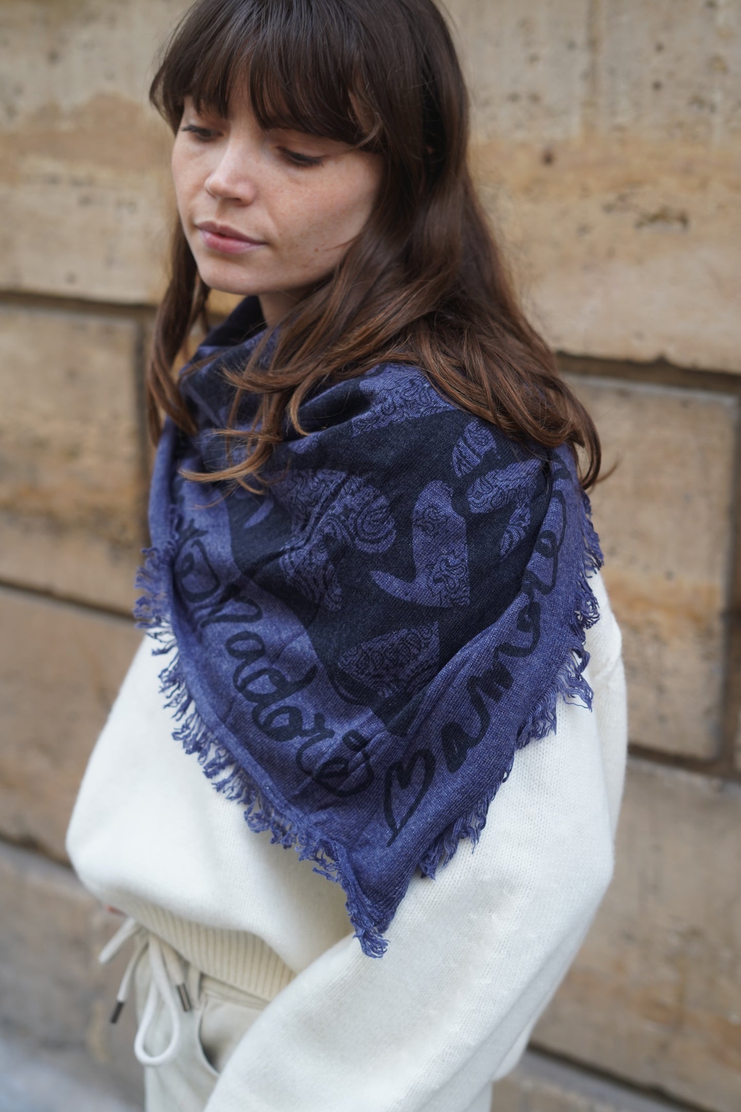 Foulard Bandana Lana Denim Coeur