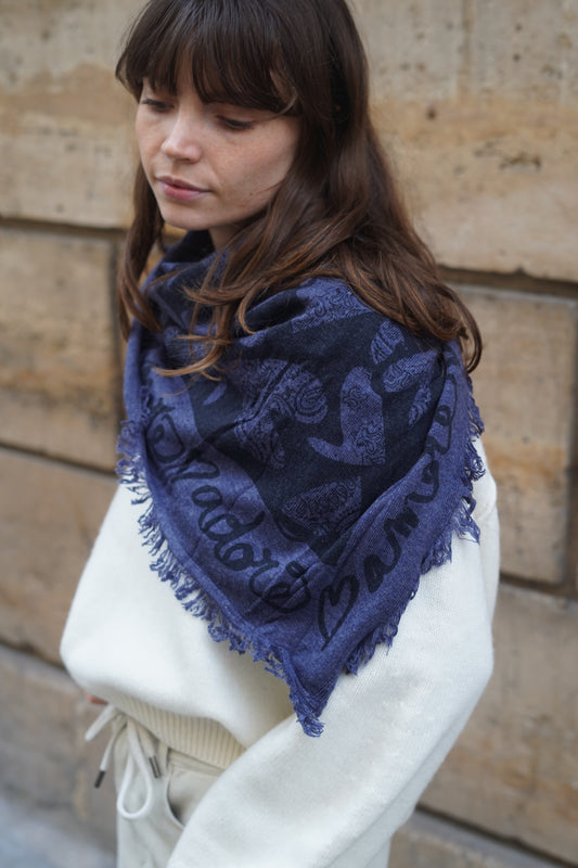 Foulard Bandana Lana Denim Coeur