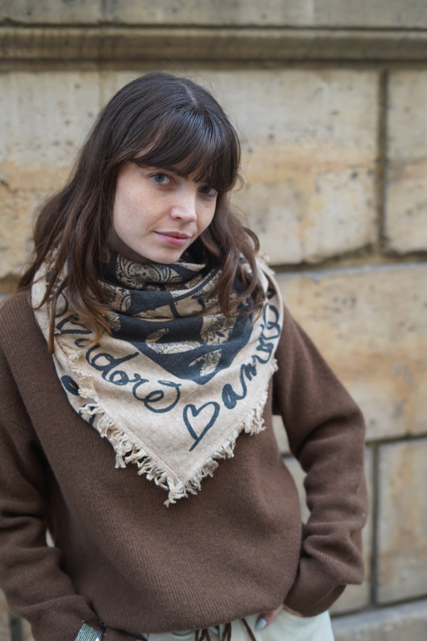 Foulard Bandana Lana Sable Coeur