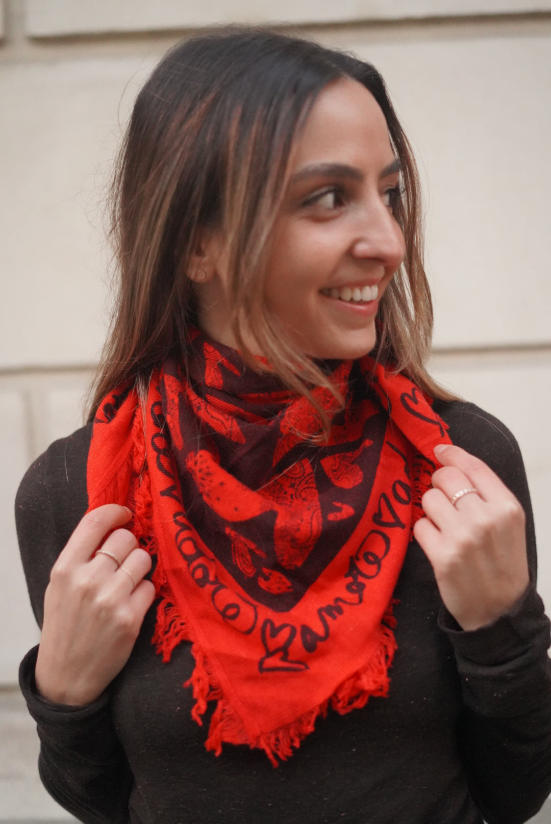 Foulard Bandana Leia Coeur Red Corail