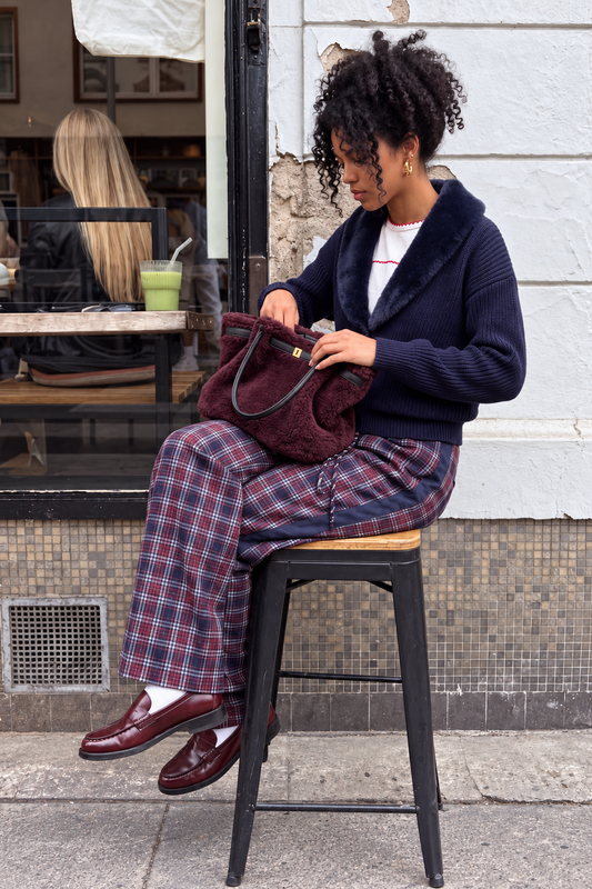 Pantalon large Raphaelle - Carreaux bleus et rouges
