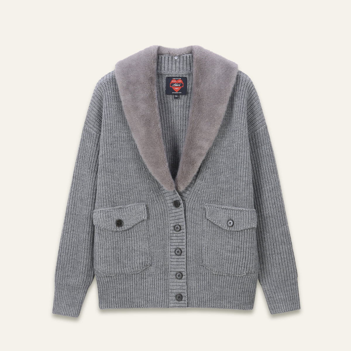 Cardigan Military gris femme en maille | Adoré Paris