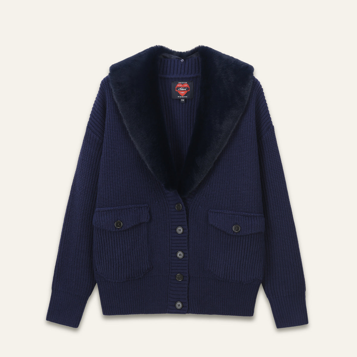 Cardigan Military marine en maille | Adoré Paris