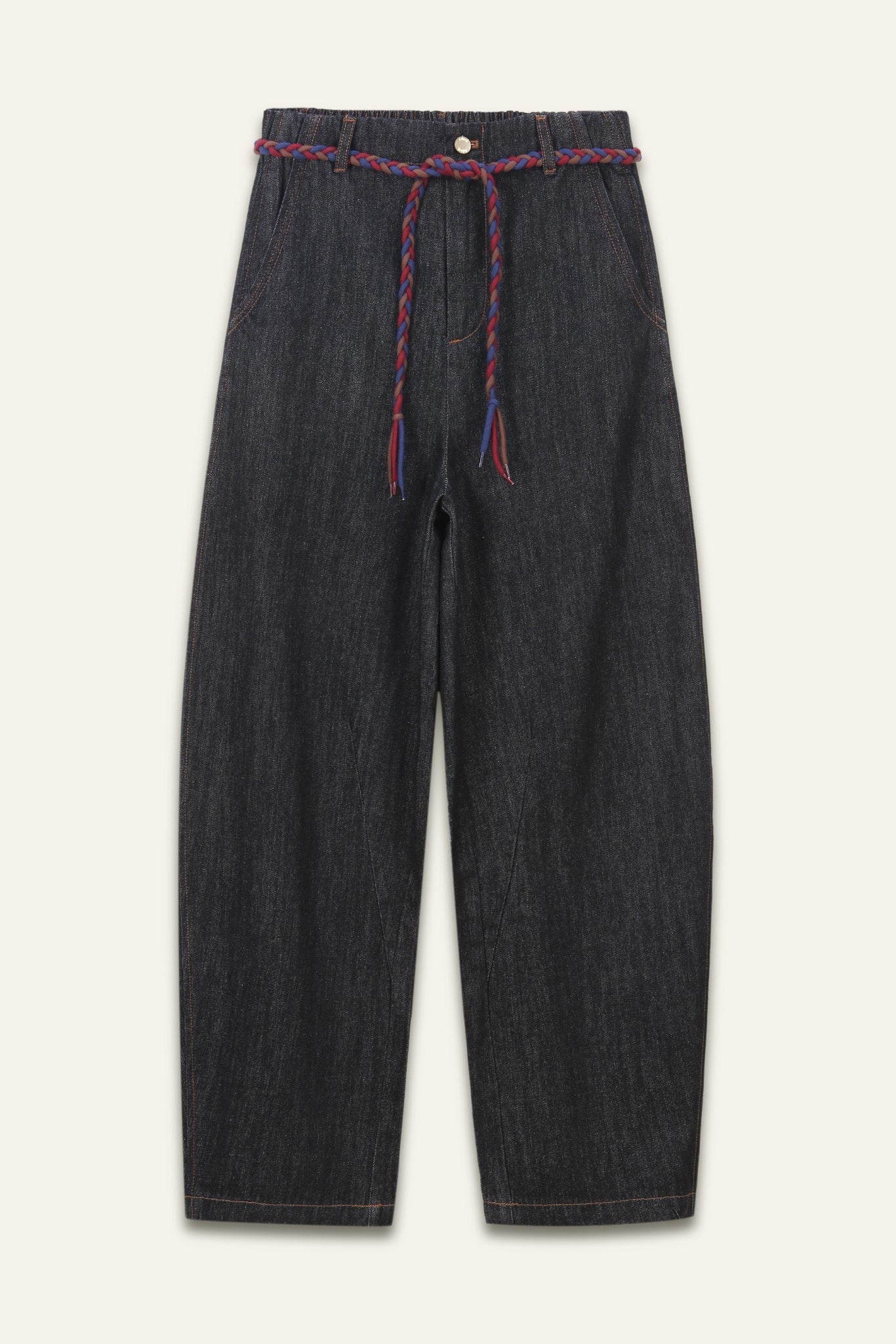 Pantalon large à poche brodée Rena - Denim Noir