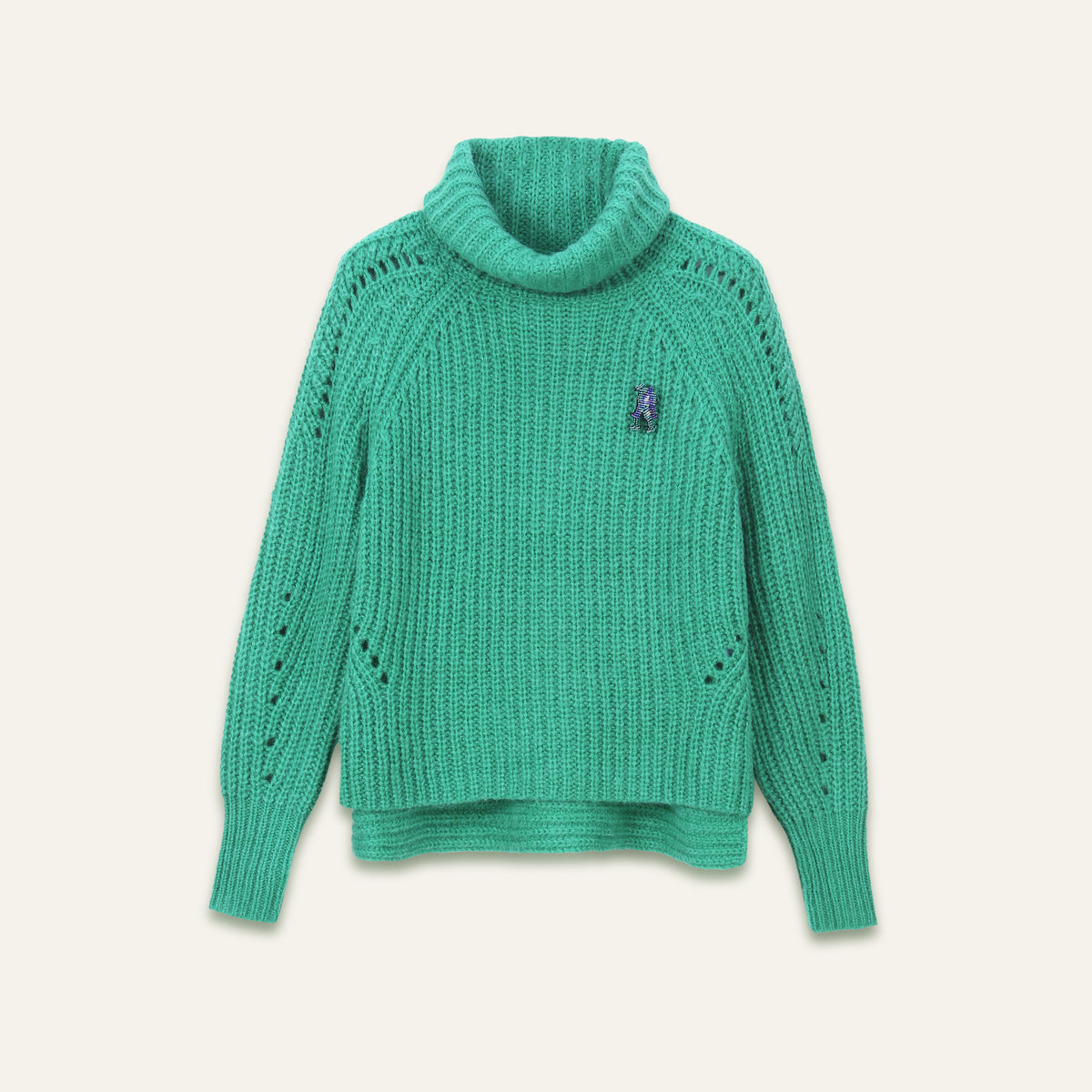 Pull Lume vert en maille à col roulé | Adoré Paris