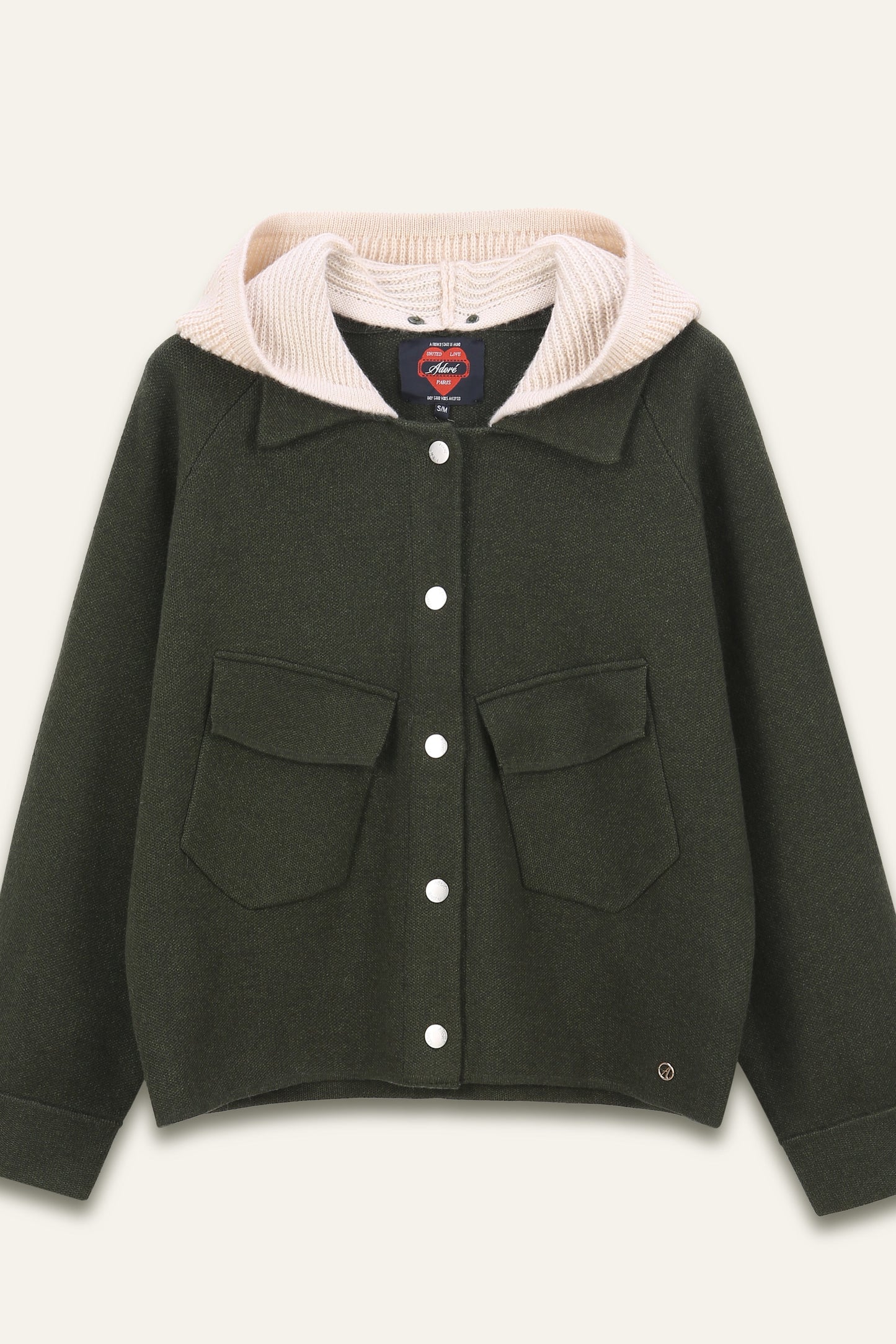 Surchemise en maille à capuche Nerina - Kaki