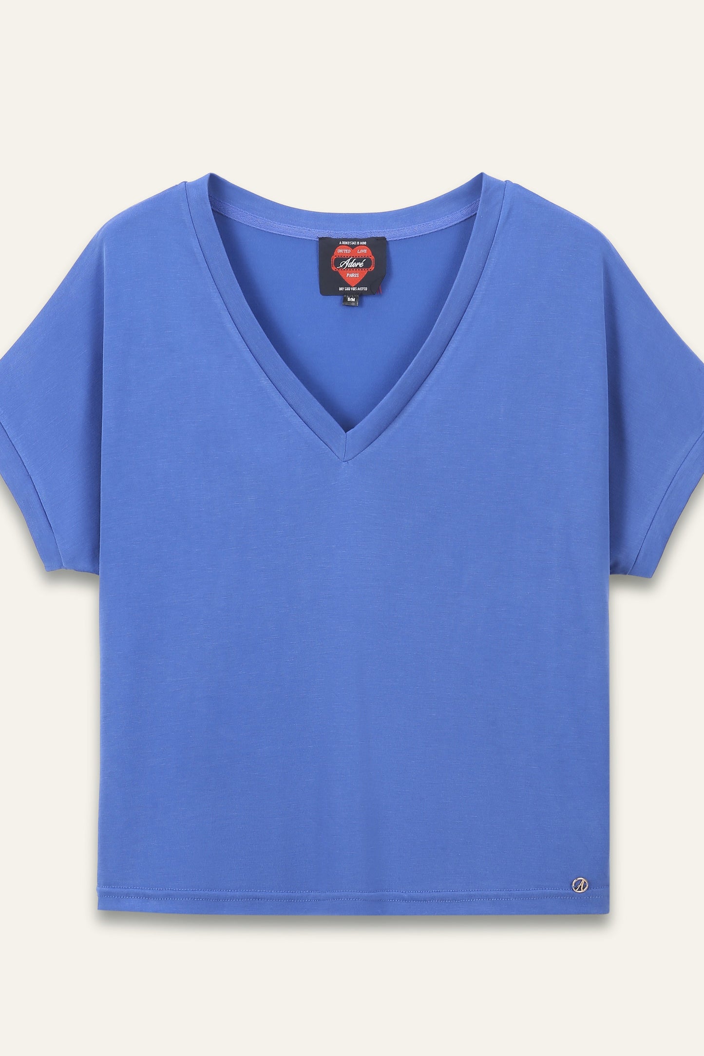T-shirt col V Rajor - Bleu roi
