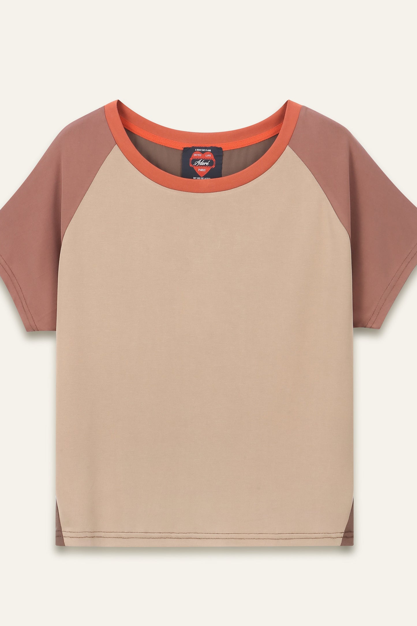 T-shirt col rond Oreane - Mix Orange et Choco