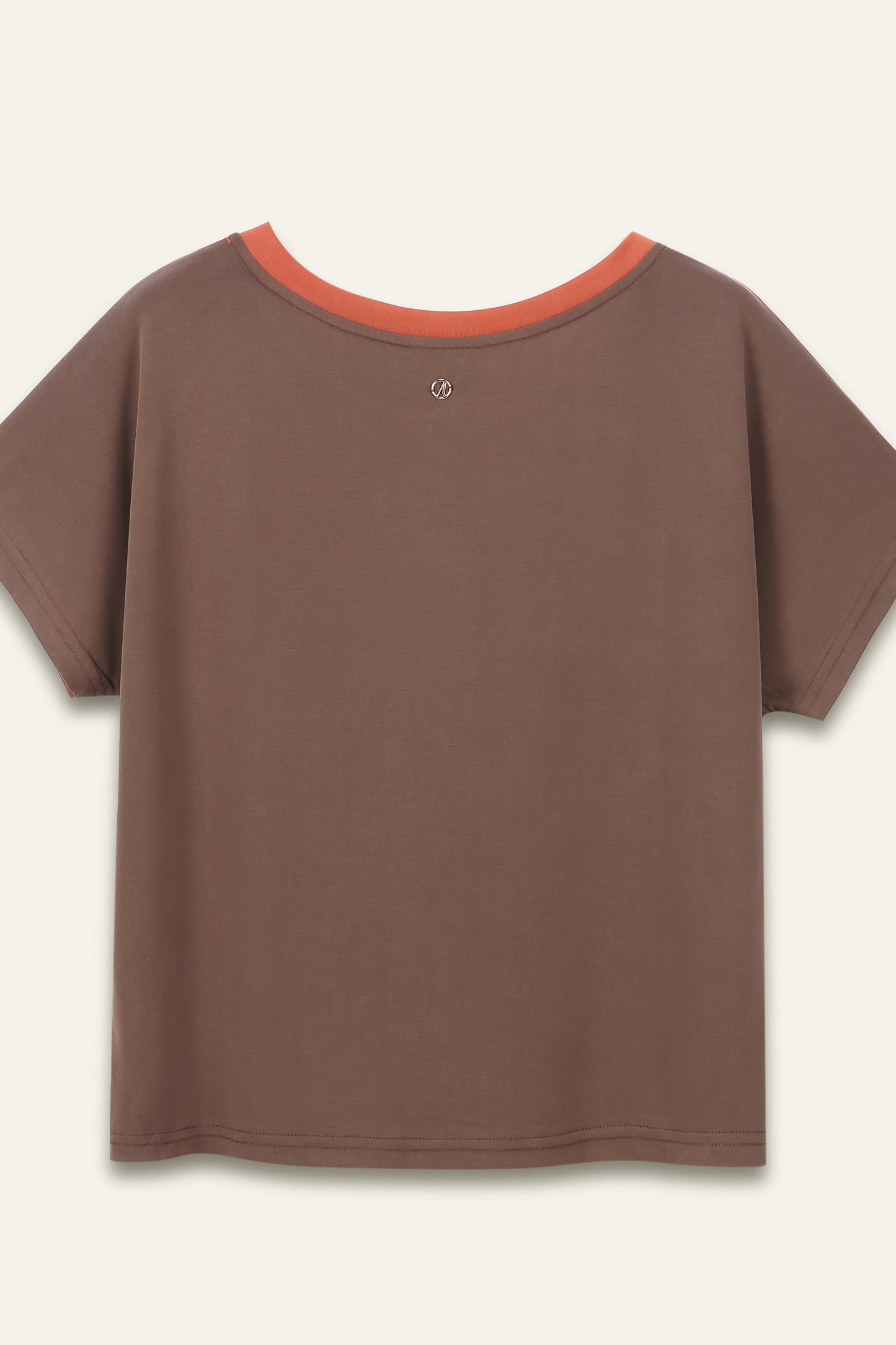 T-shirt col rond Oreane - Mix Orange et Choco