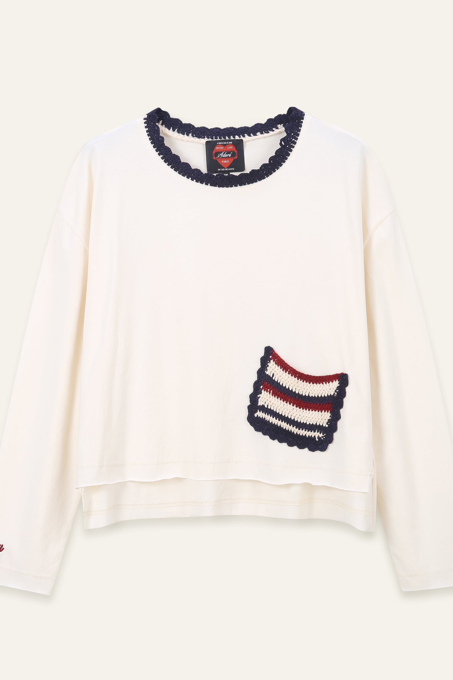 T-shirt manches longues avec poche artisanale Lectra - Écru