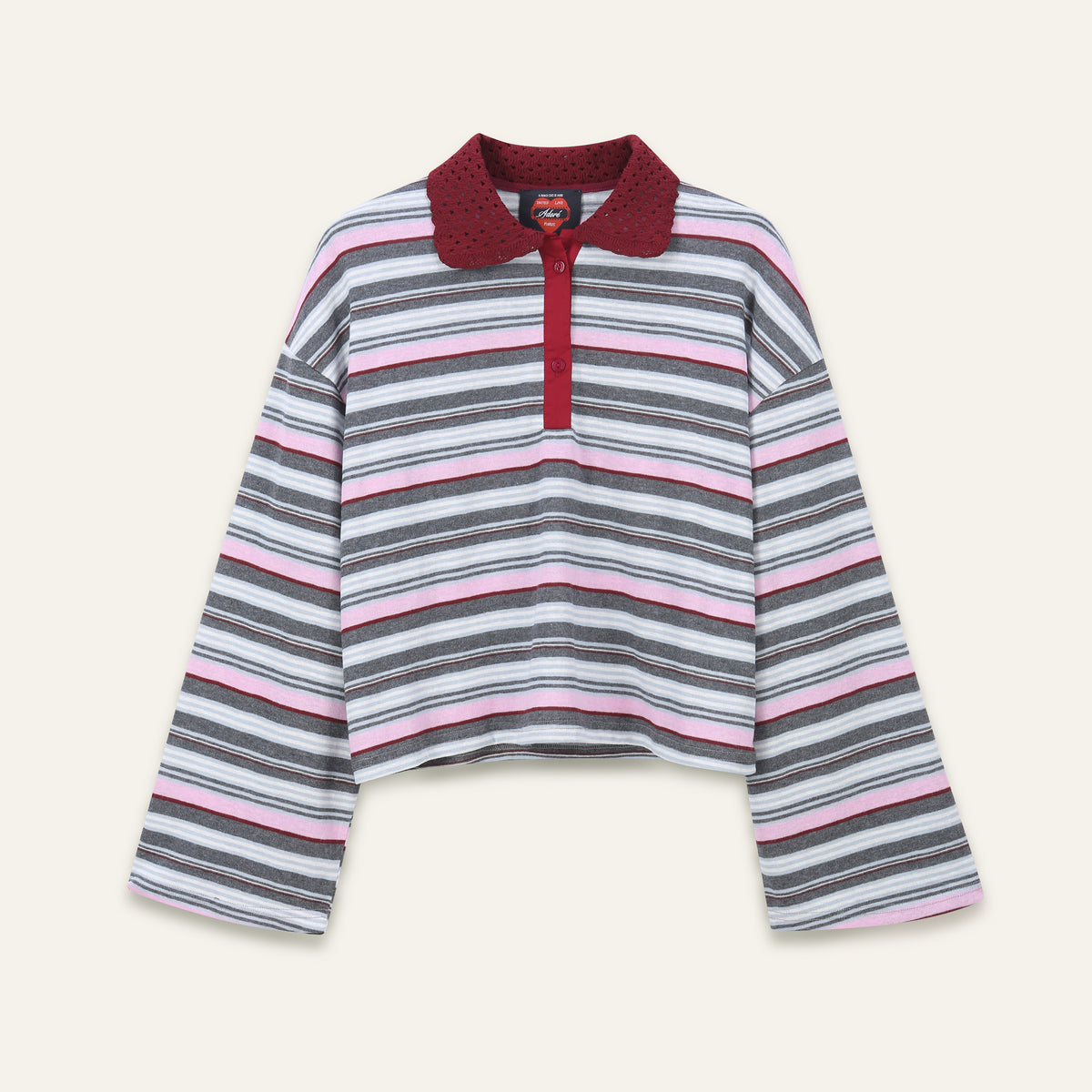T-Shirt Lutecia - Rayure Anthracite Et Rose