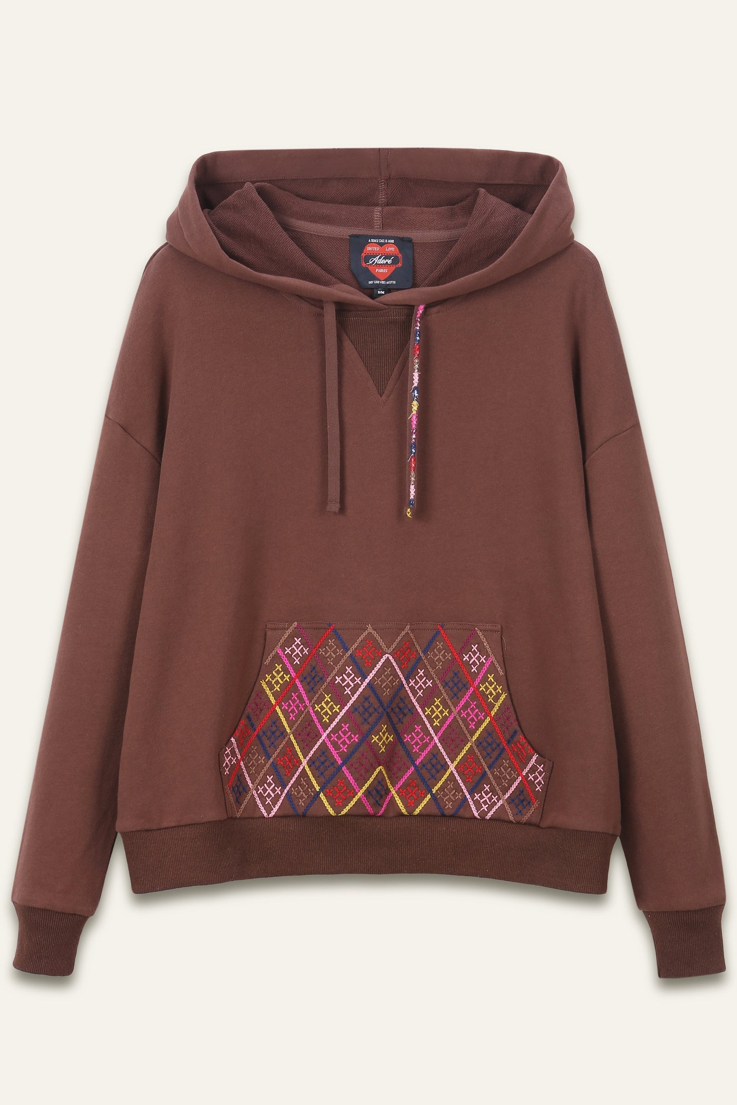 Sweat à capuche brodé Elynn - Chocolat