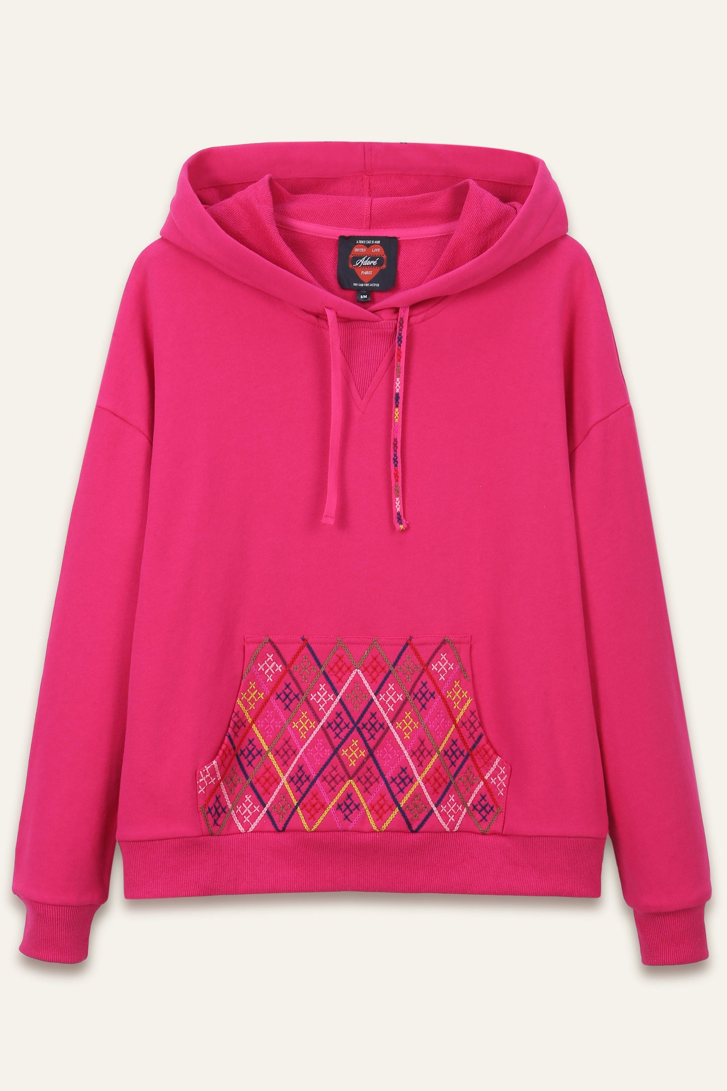 Sweat à capuche brodé Elynn - Fuchsia