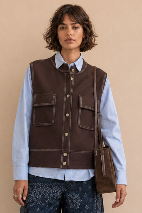Gilet sans manches Tomette - Chocolat