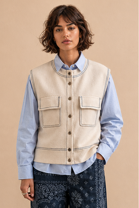 Gilet sans manches Tomette - Ecru