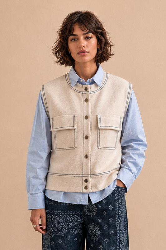 Gilet sans manches Tomette - Ecru