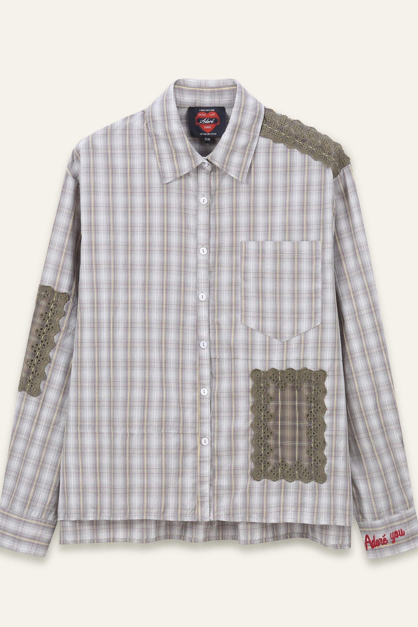 Chemise avec broderies Arlo - Carreaux Gris et Jaune