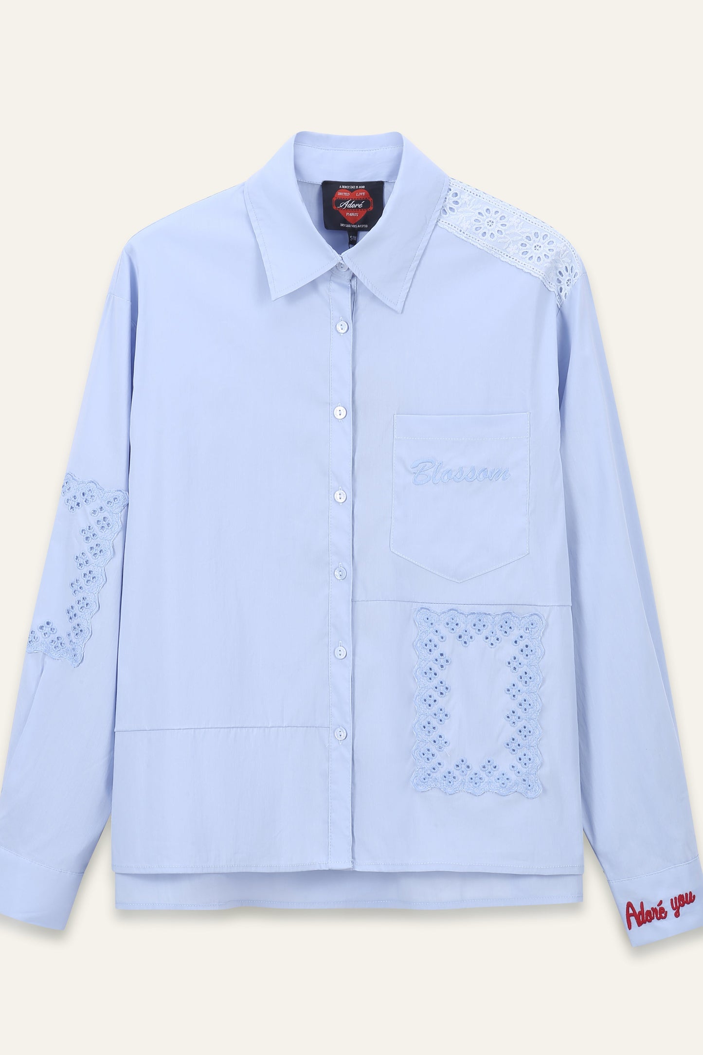 Chemise avec broderies Arlo - Ciel