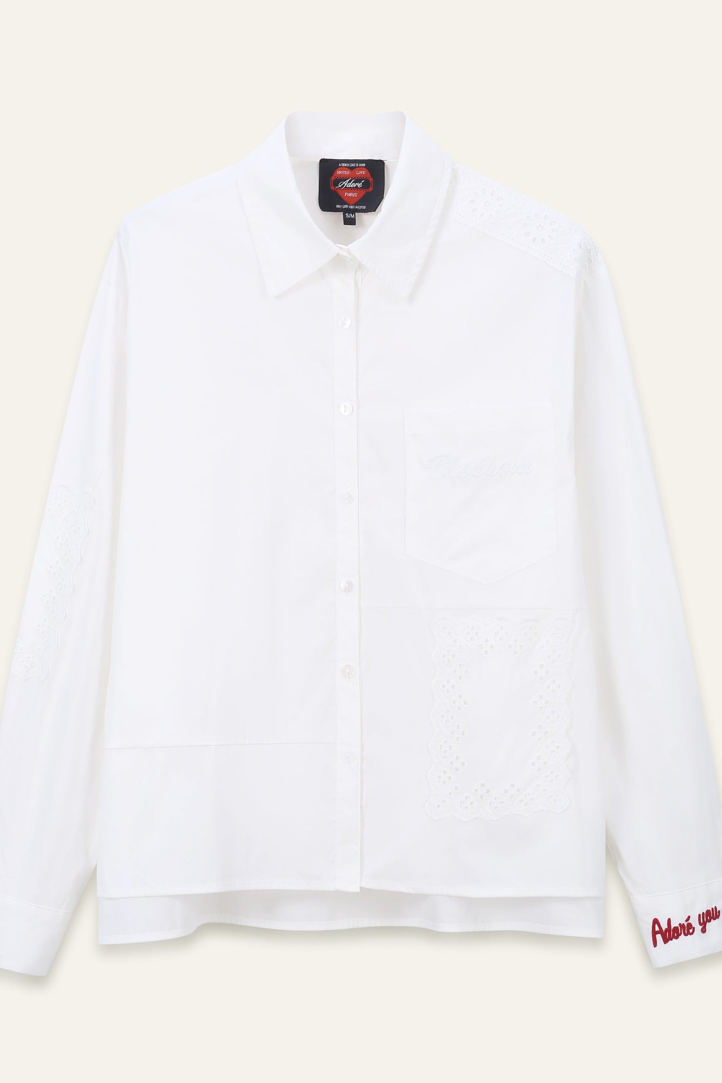 Chemise avec broderies Arlo - Écru