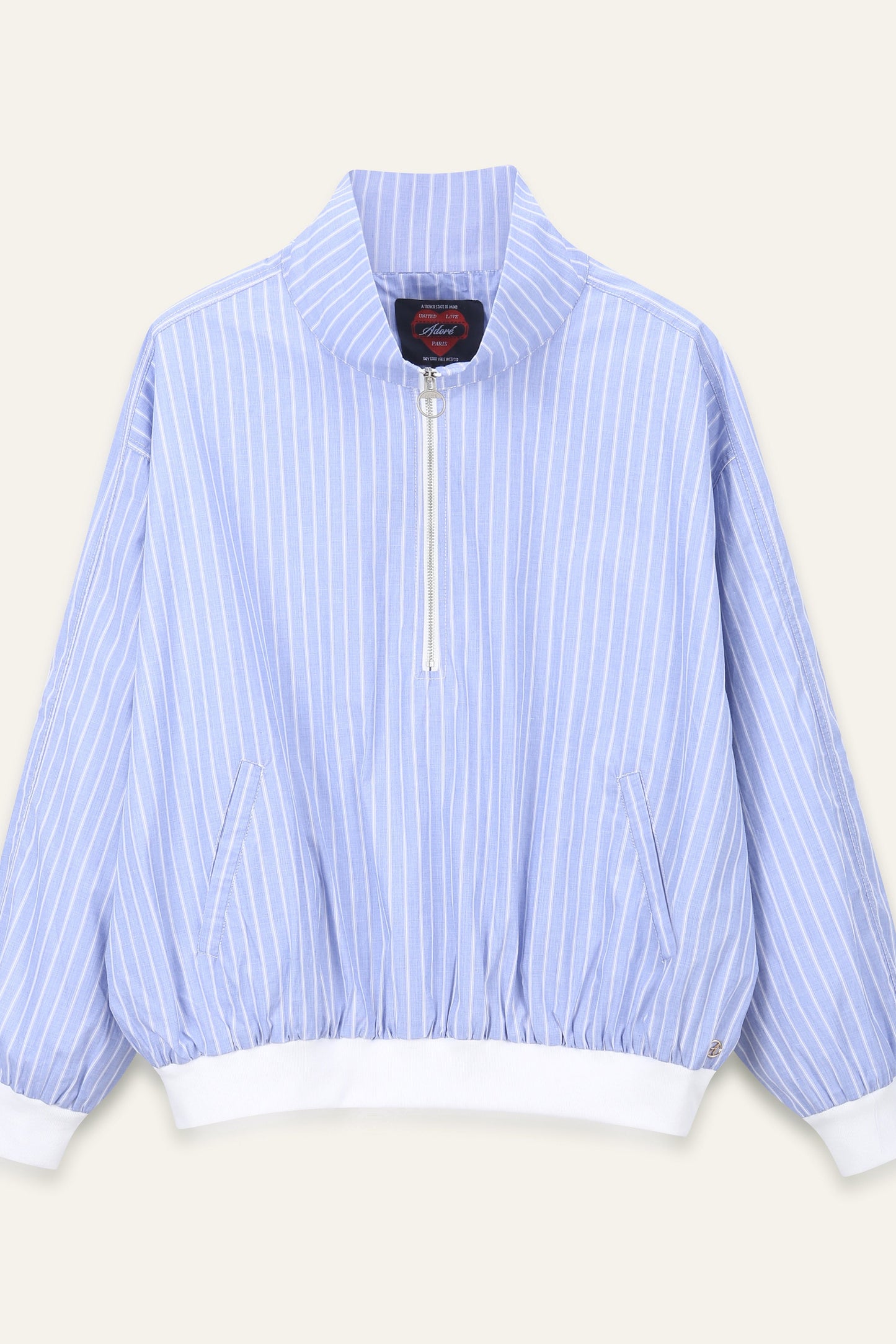 Blouson zippé à col montant Celina - rayures Ciel