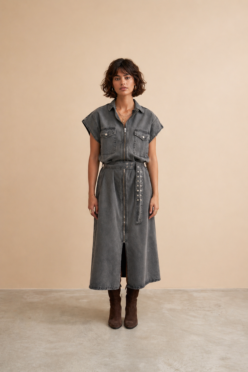 Robe en jean Vero - Anthracite