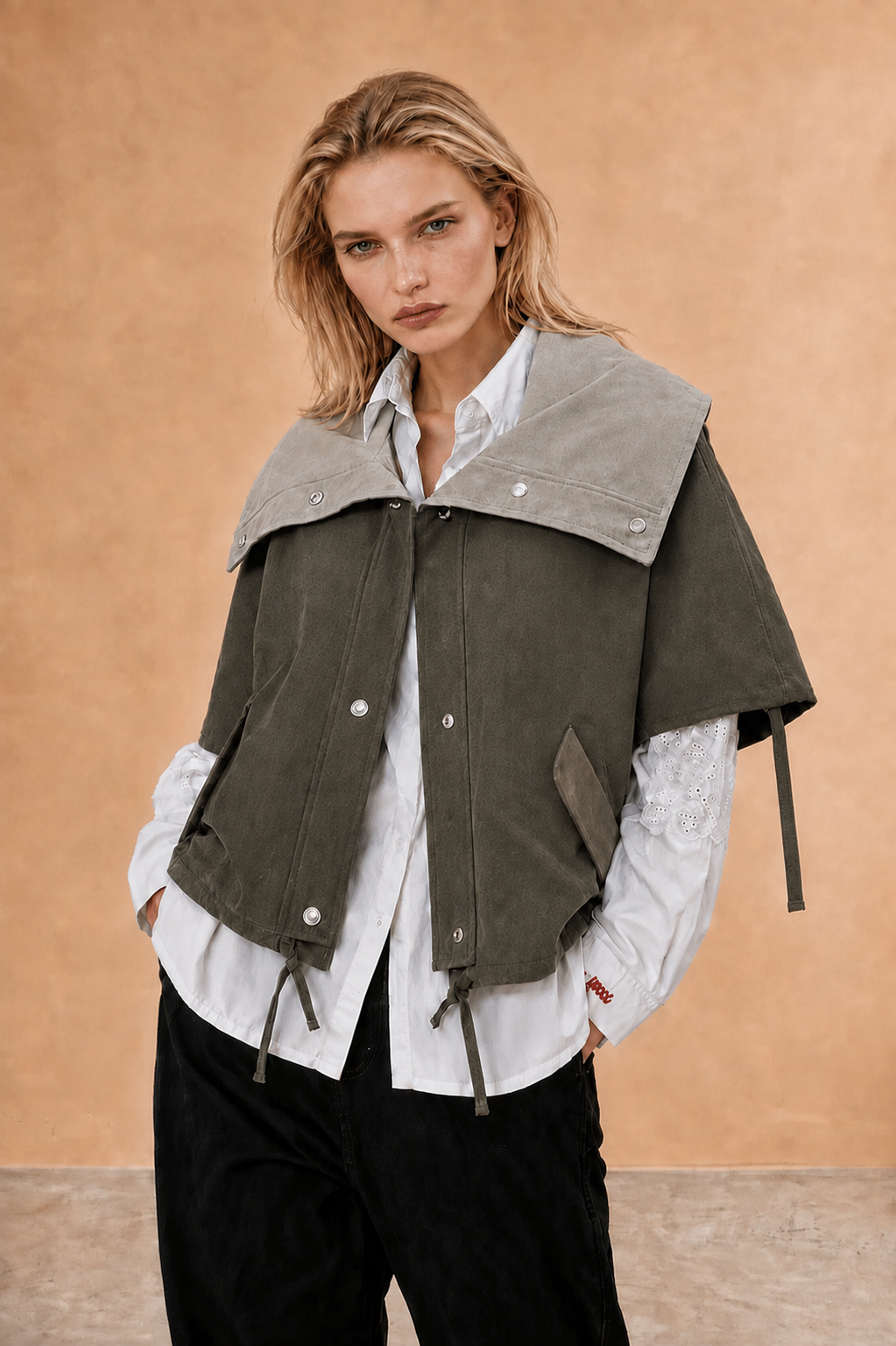 Veste manches courtes Oryn - Patchwork Kaki