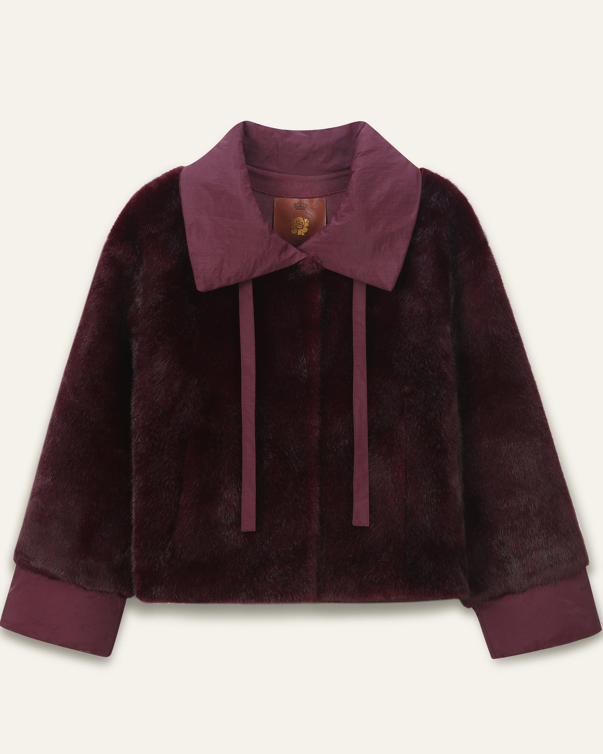 Veste fausse fourrure col contrastant Livina - Burgundy