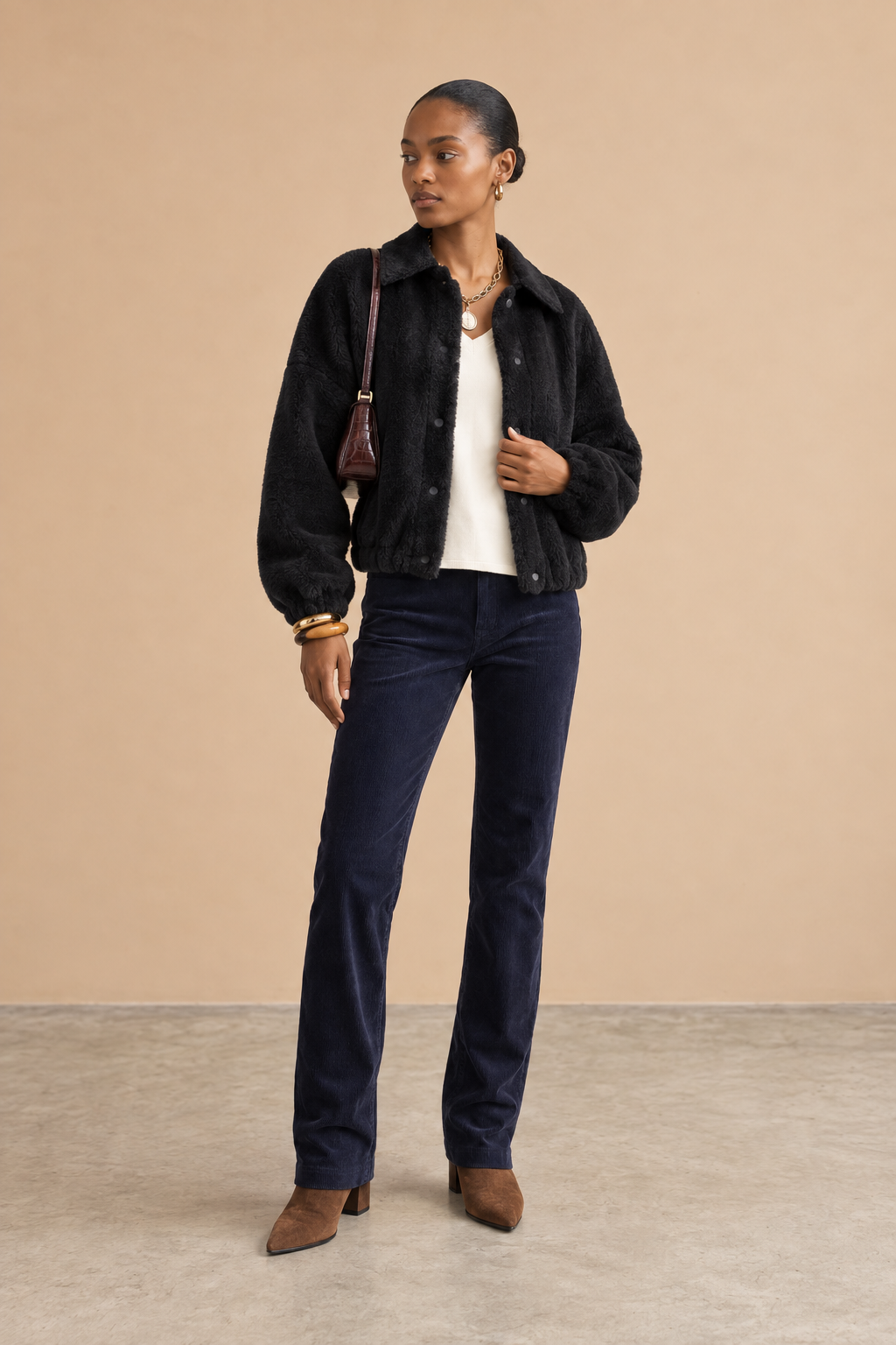 Veste effet fourrure Vero - Noir