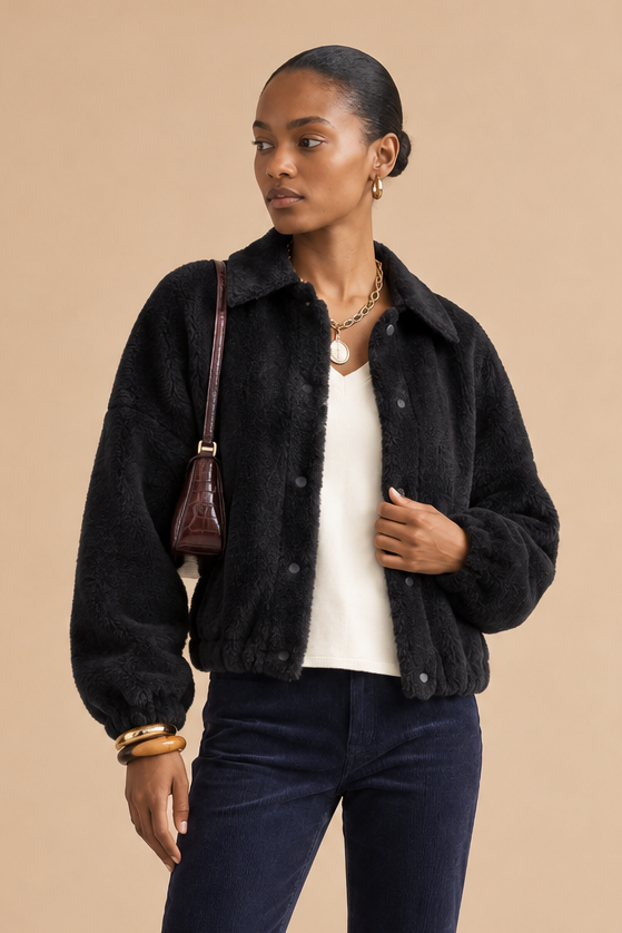 Bomber fausse fourrure Vero - Noir