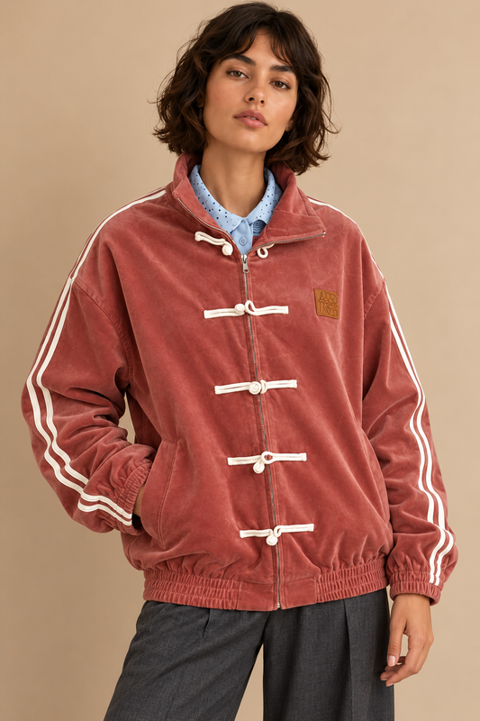 Blouson velours style université Ayline - Vieux rose