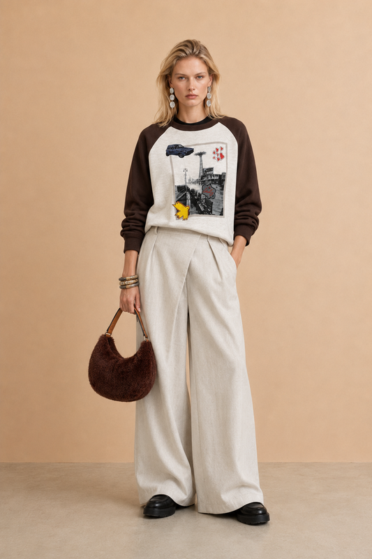 Pantalon large & fluide Ludivine - Écru