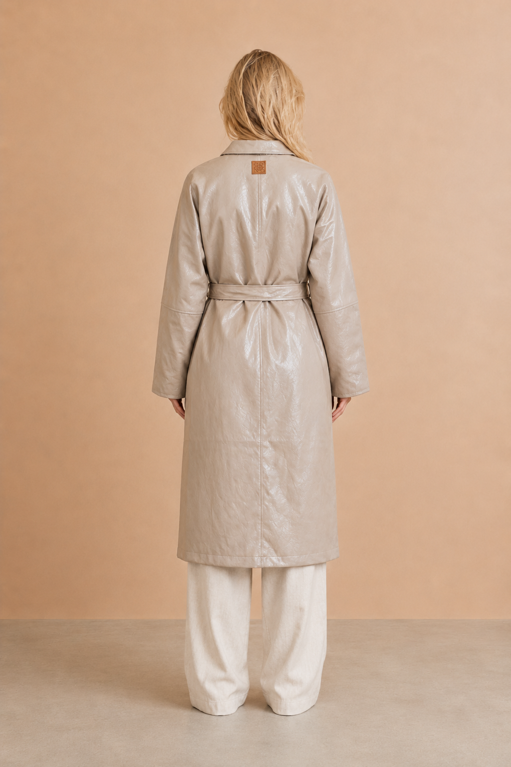 Trench long effet cuir Angie - Coquille d'œuf