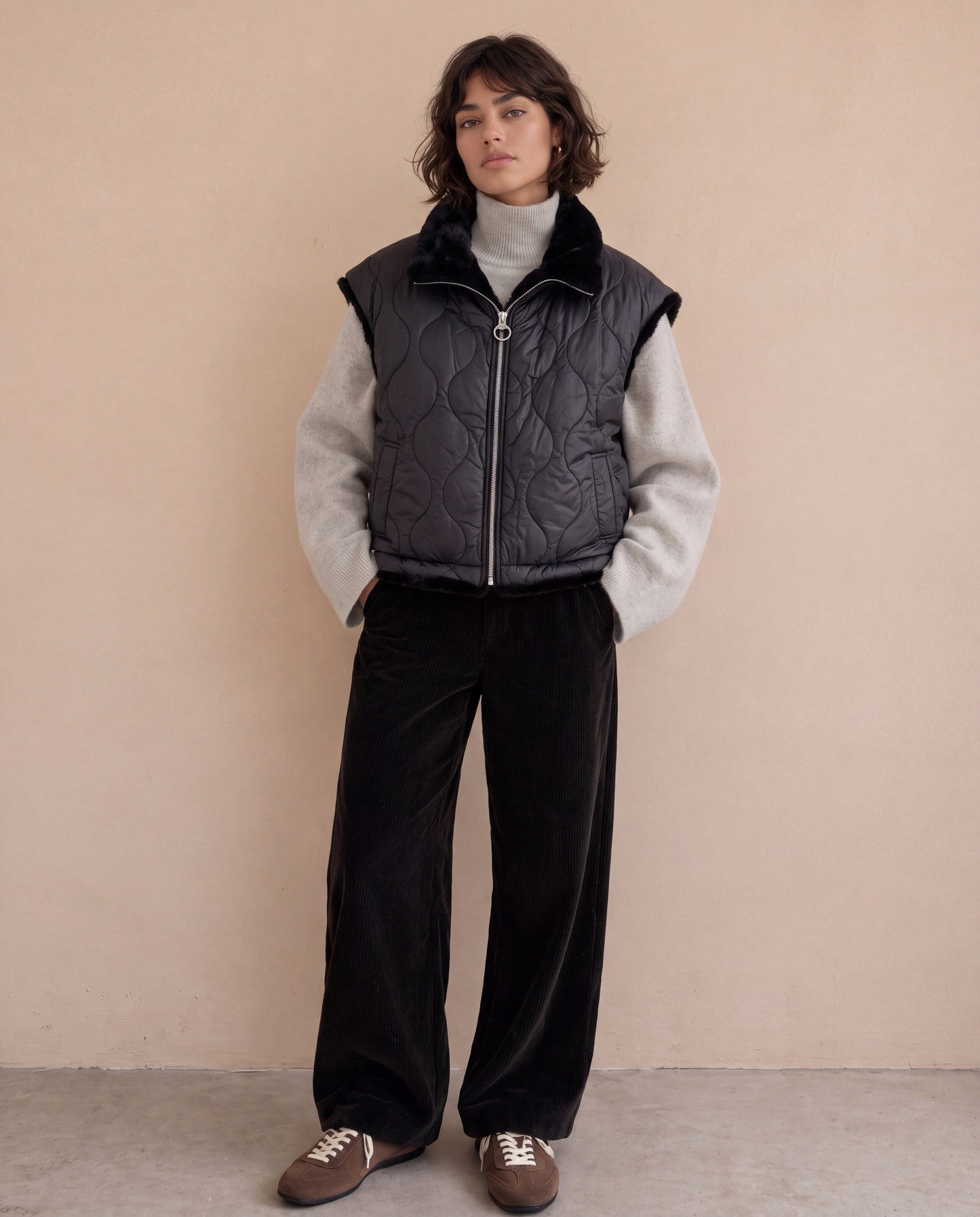 Veste réversible sans manches Anne Laure - Noir
