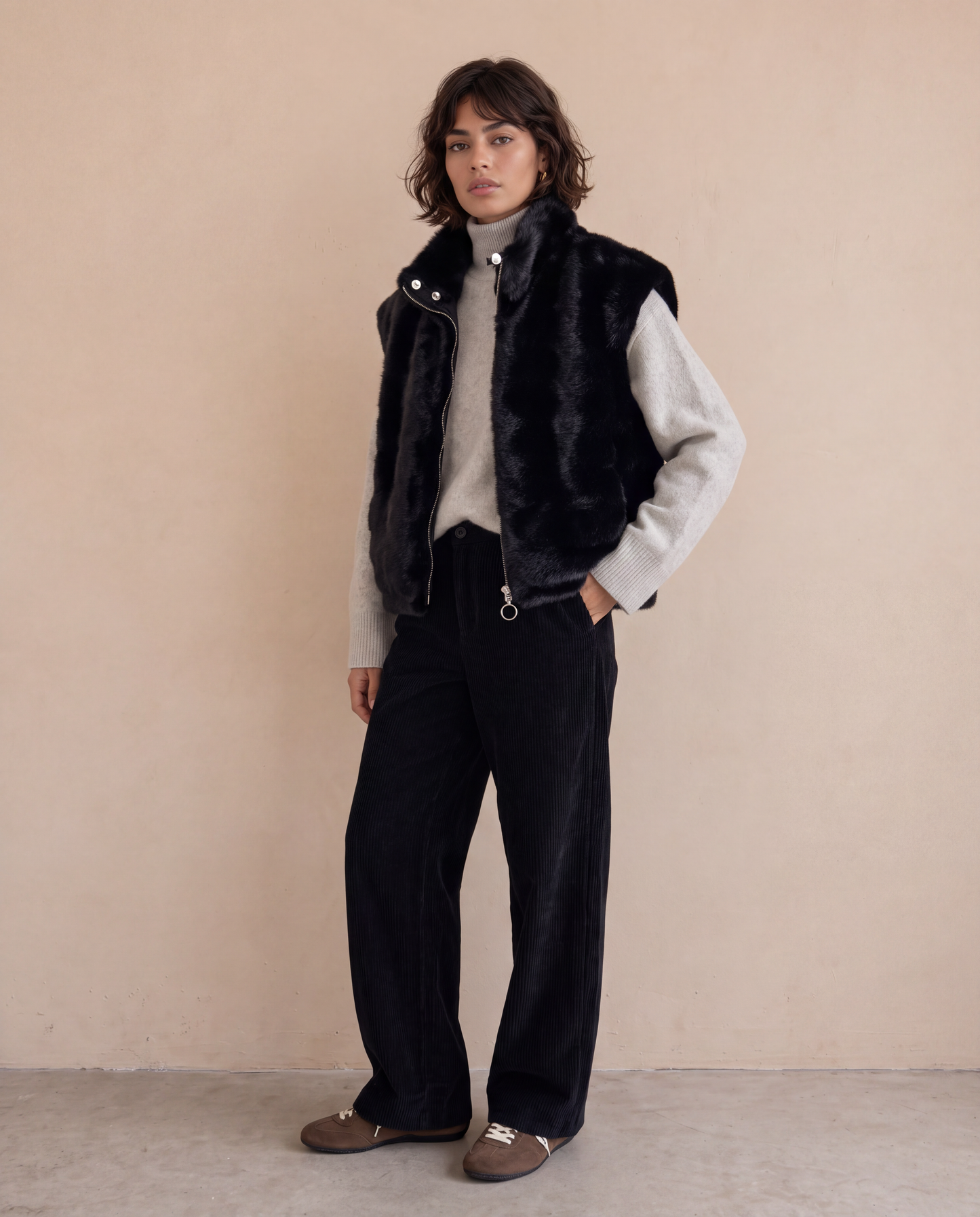 Veste réversible sans manches Anne Laure - Noir