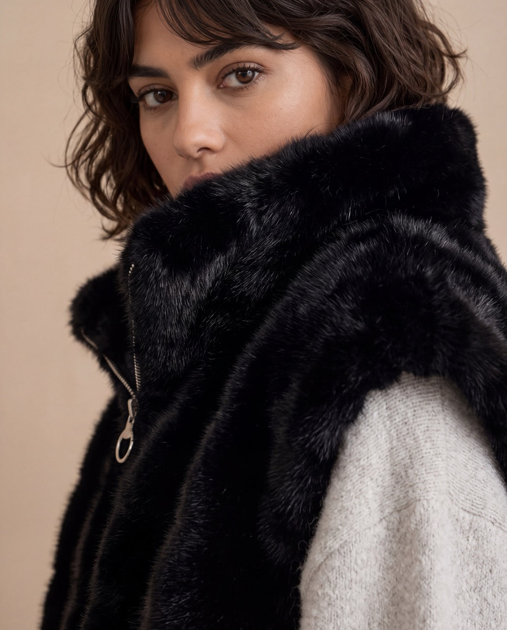 Veste réversible sans manches Anne Laure - Noir