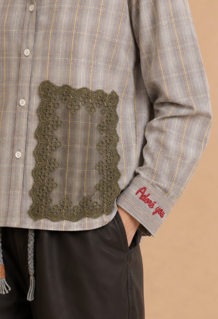 Chemise avec broderies Arlo - Carreaux Gris et Jaune