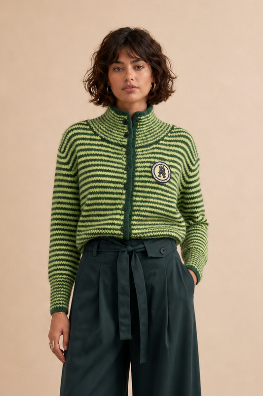 Gilet zippé Armanda - Rayures vertes