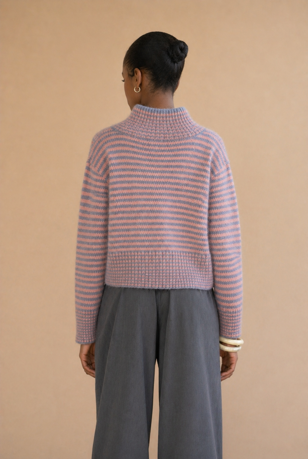 Pull rayé Armanda - Gris et rose