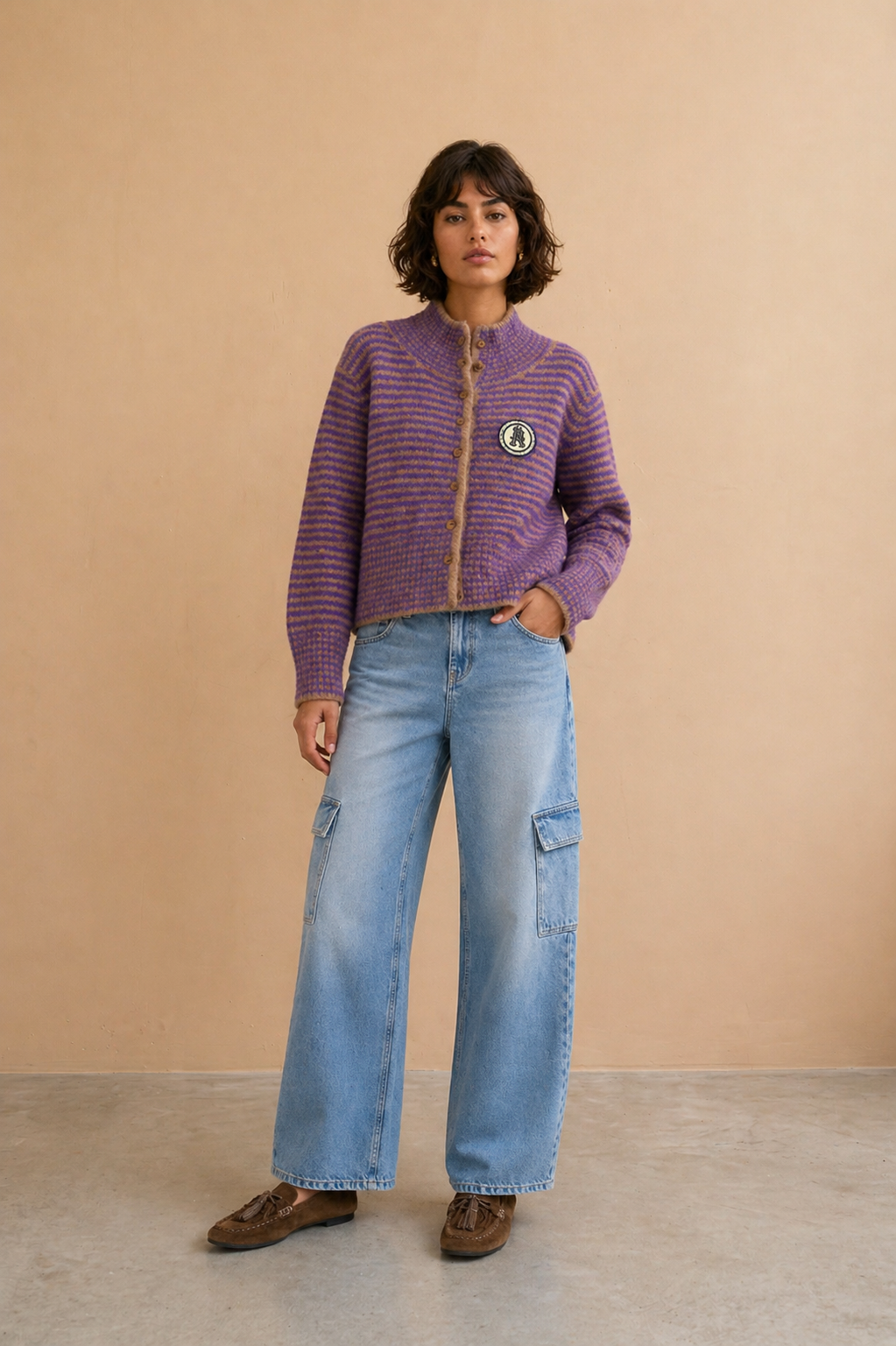Gilet Armanda - Rayures Violettes