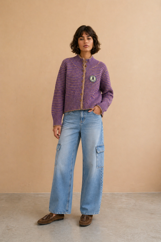 Gilet Armanda - Rayures Violettes