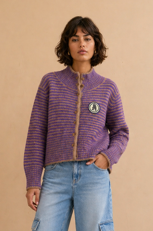 Gilet Armanda - Rayures Violettes