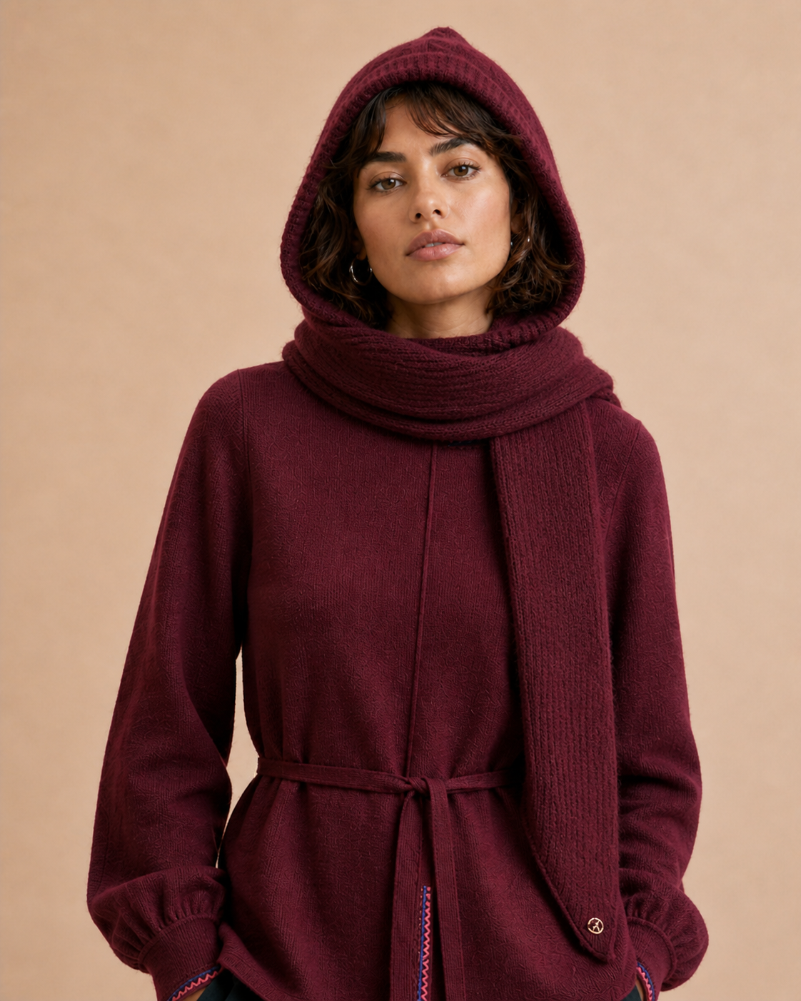 Capuche écharpe Augusta - Bordeaux