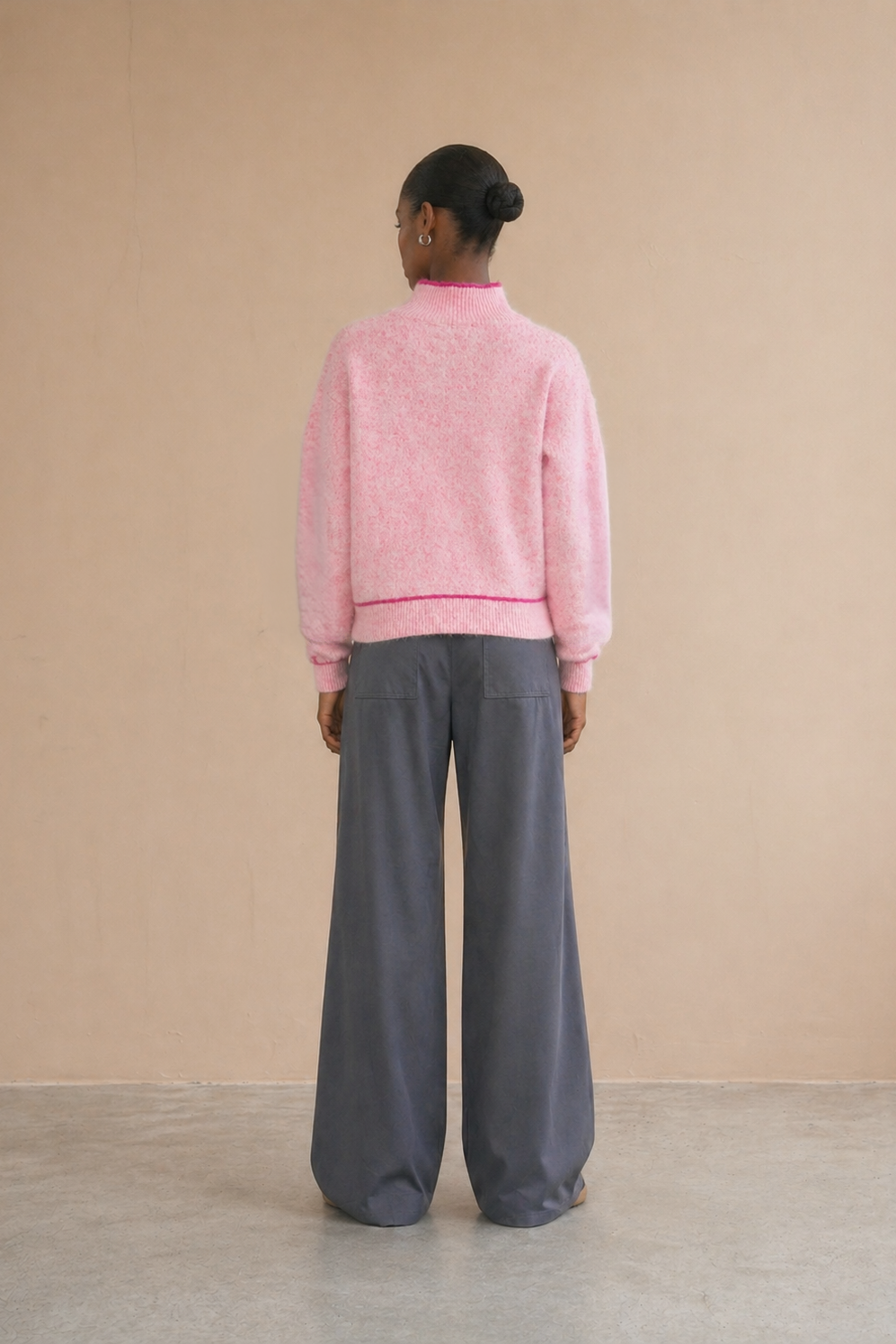 Pull à motifs géométriques rose fuchsia Aurea - Rose