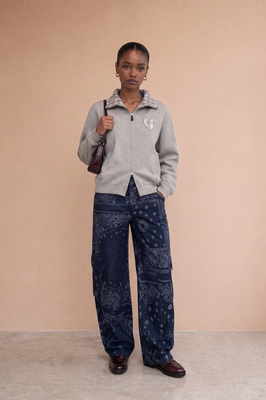 Pull zippé Benicia - Gris chiné