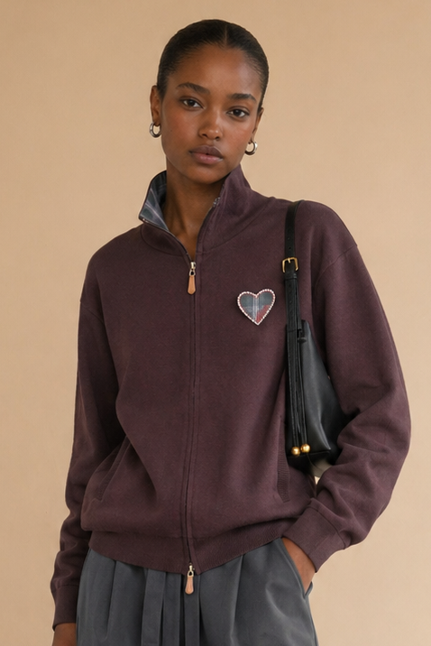 Pull zippé Benicia - Chocolat