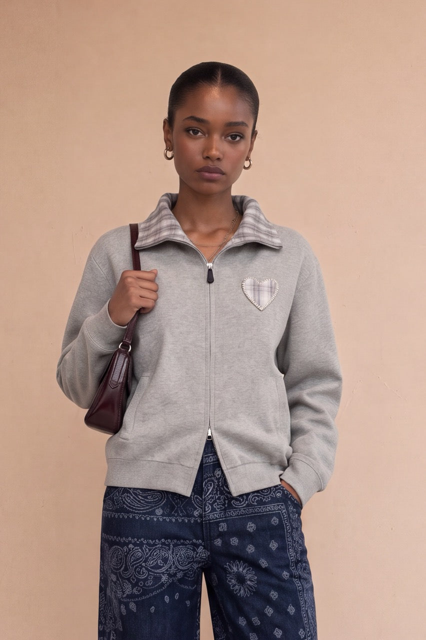Pull zippé Benicia - Gris chiné