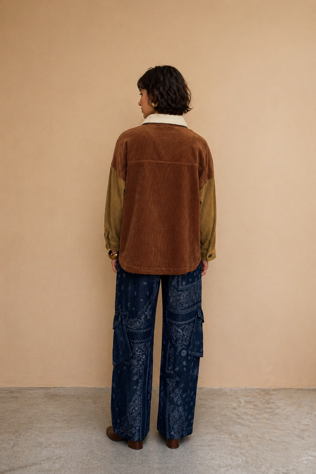 Surchemise bicolore avec grande poche blanche Bertie - Camel
